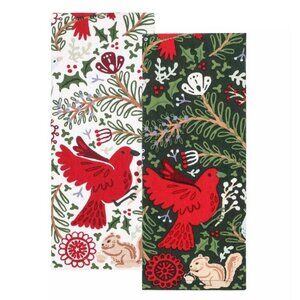St. Nicholas Square 2-Pack Holiday Birds Kitchen Towel Set Pine Grove 15"x26"